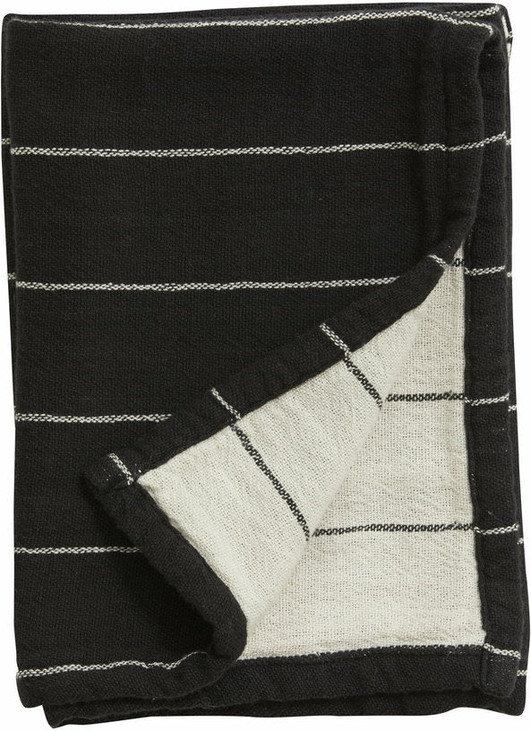 Jeu de 2 torchons à carreaux et à rayures de couleurs noir et naturel - Nordal - The Cool Republic