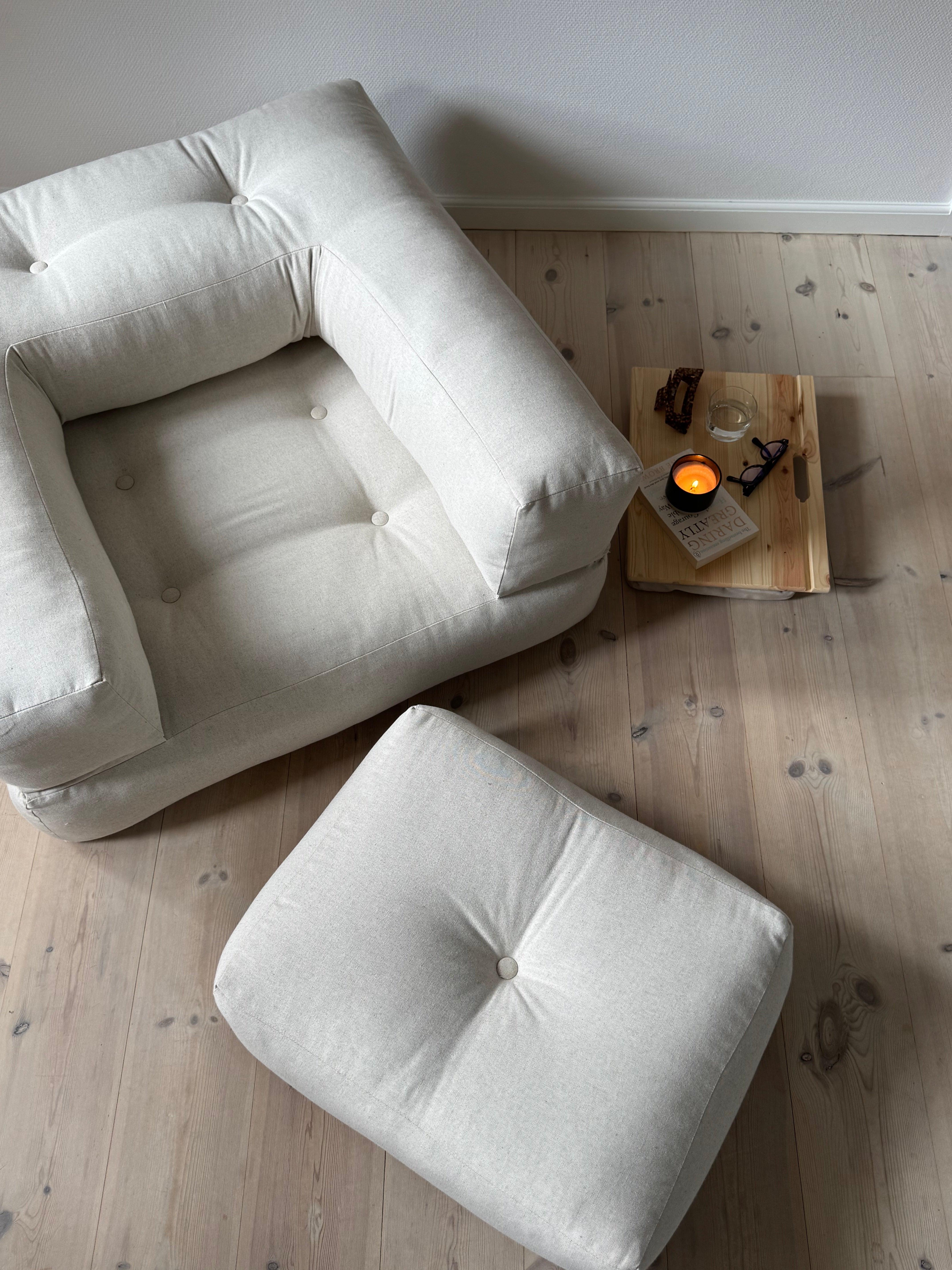 Convertible Cotton Armchair Pouf burgundy 95x90x42cm Cube - Karup Design