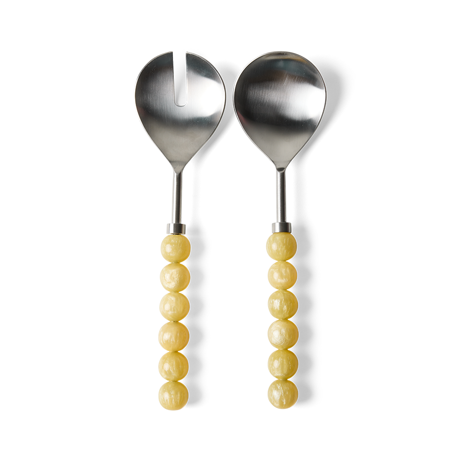 Salad servers in stainless steel lemon yellow 7.4x28cm Salad Cutlery - HKLIVING