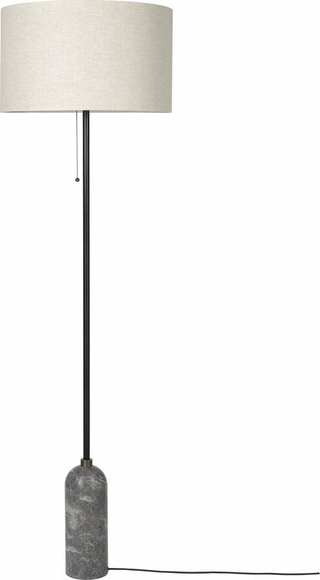 Lampadaire beige base en marbre gris Gravity - Gubi - The Cool Republic