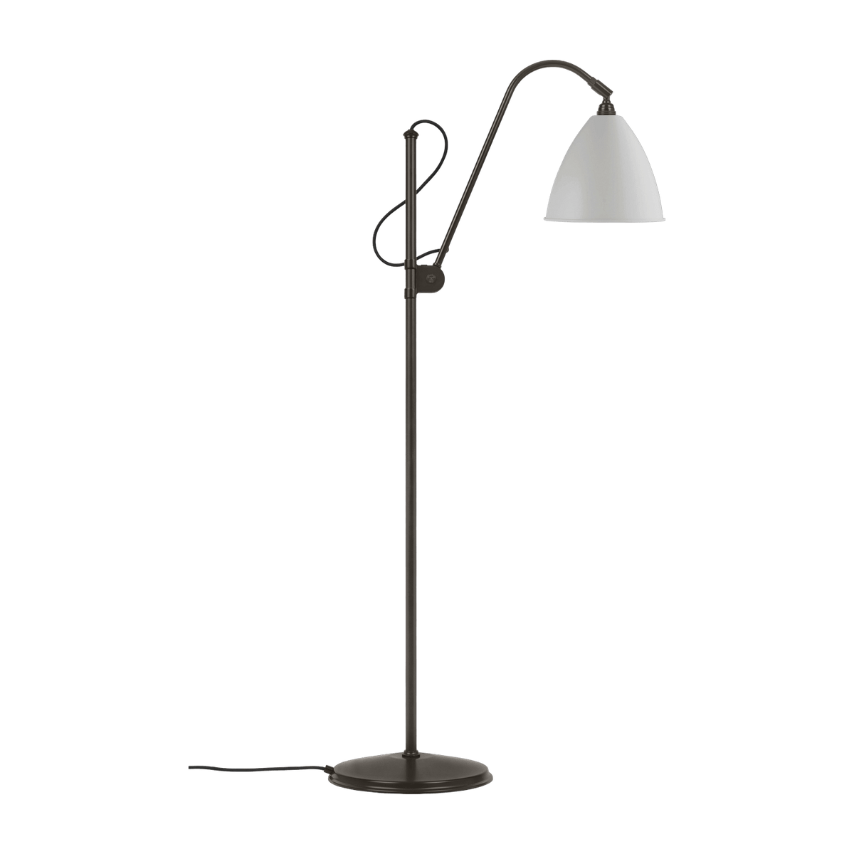 White floor lamp classique base black brass 21cm BL3 - Gubi - The Cool Republic
