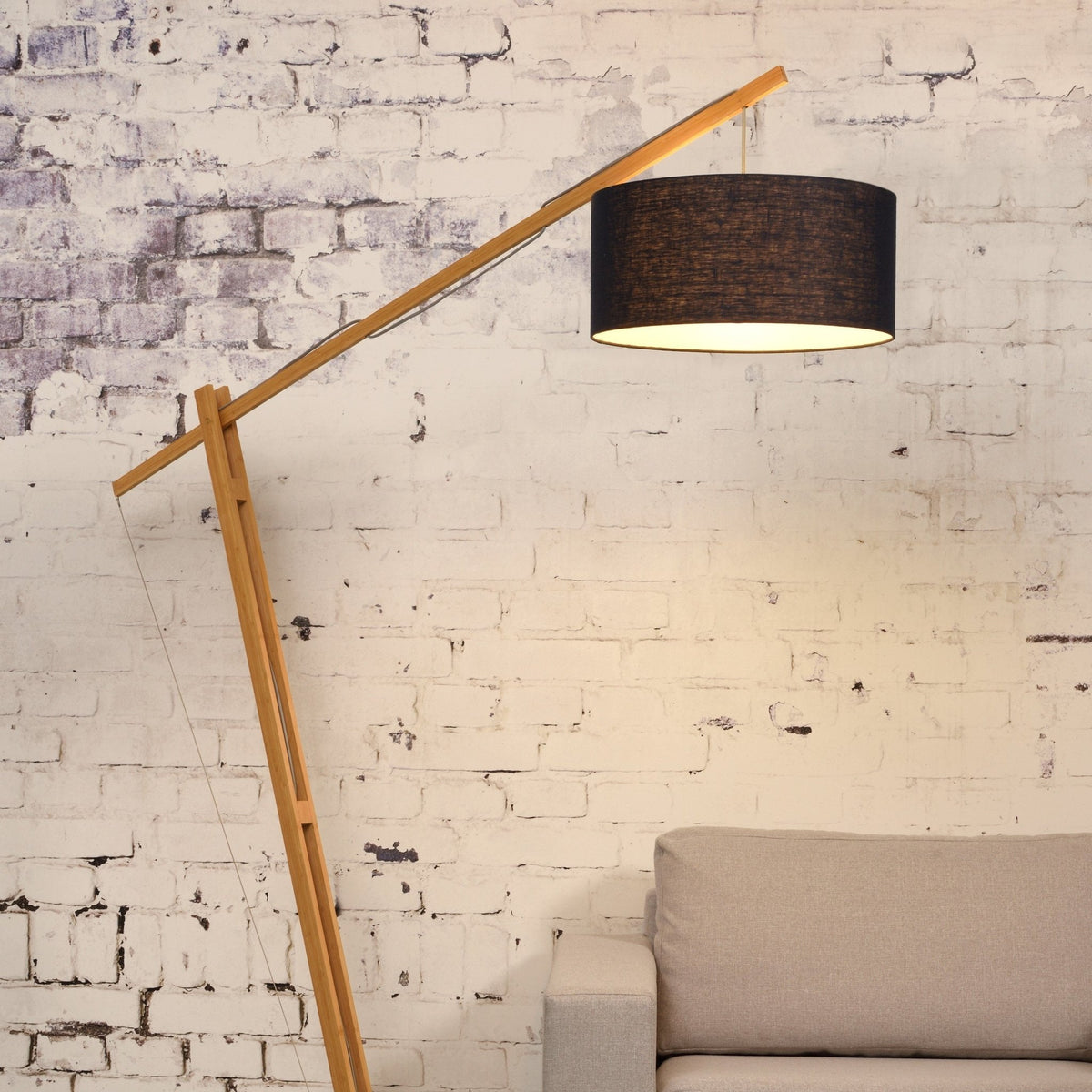 Lampadaire bleu en bambou et lin Montblanc - Good & Mojo - The Cool Republic