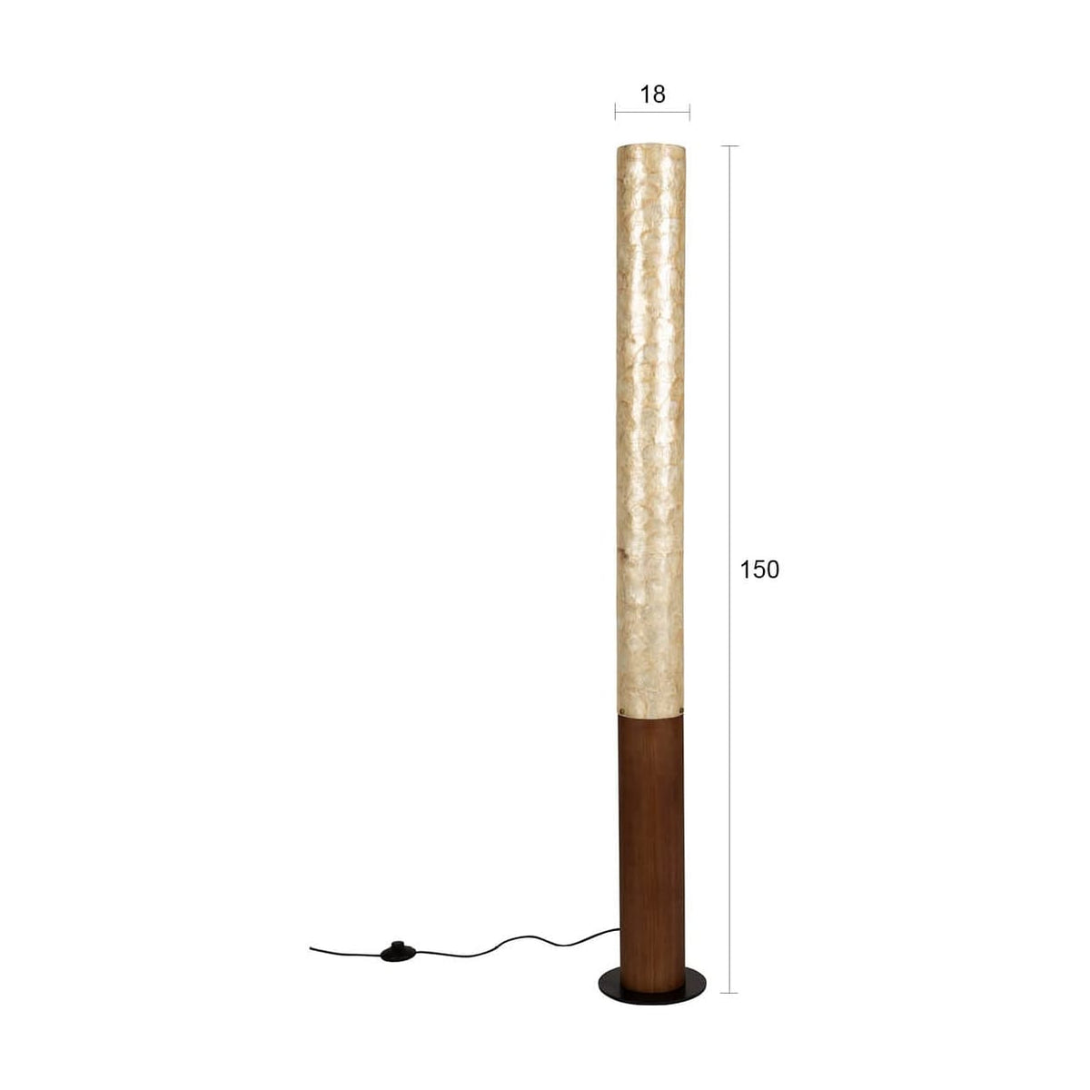Lampadaire cylindrique en acrylique et bois de chêne marron 150cm Beam - Dutchbone — vue 10