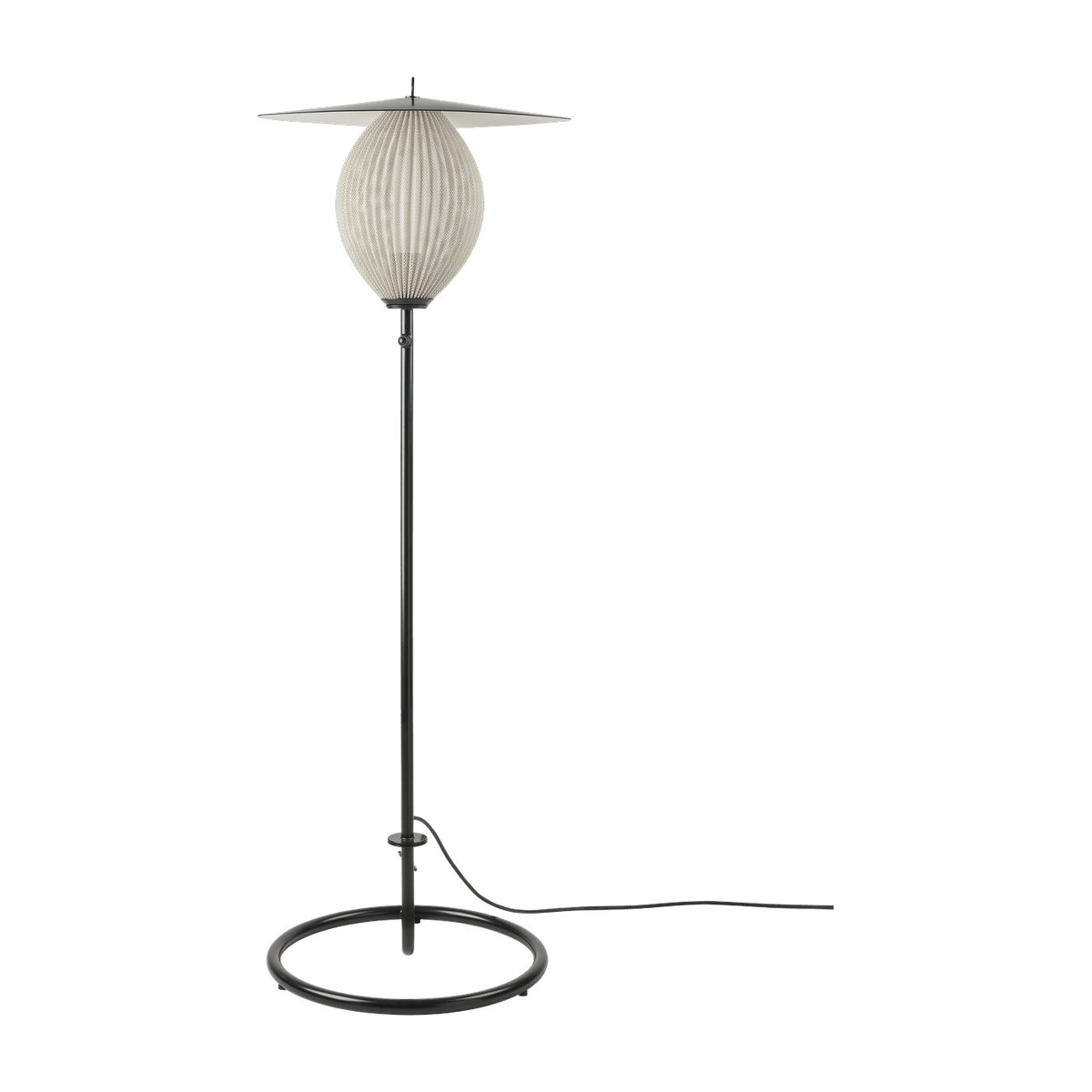 Lampadaire de jardin blanc crème et métal noir 128 cm Satellite - Gubi - The Cool Republic