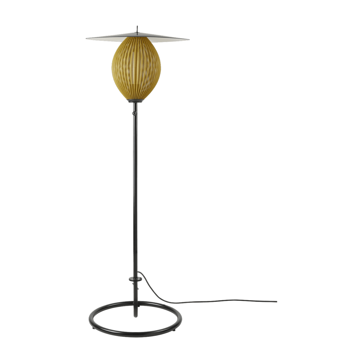 Lampadaire de jardin moutarde doré et métal noir 128 cm Satellite - Gubi - The Cool Republic