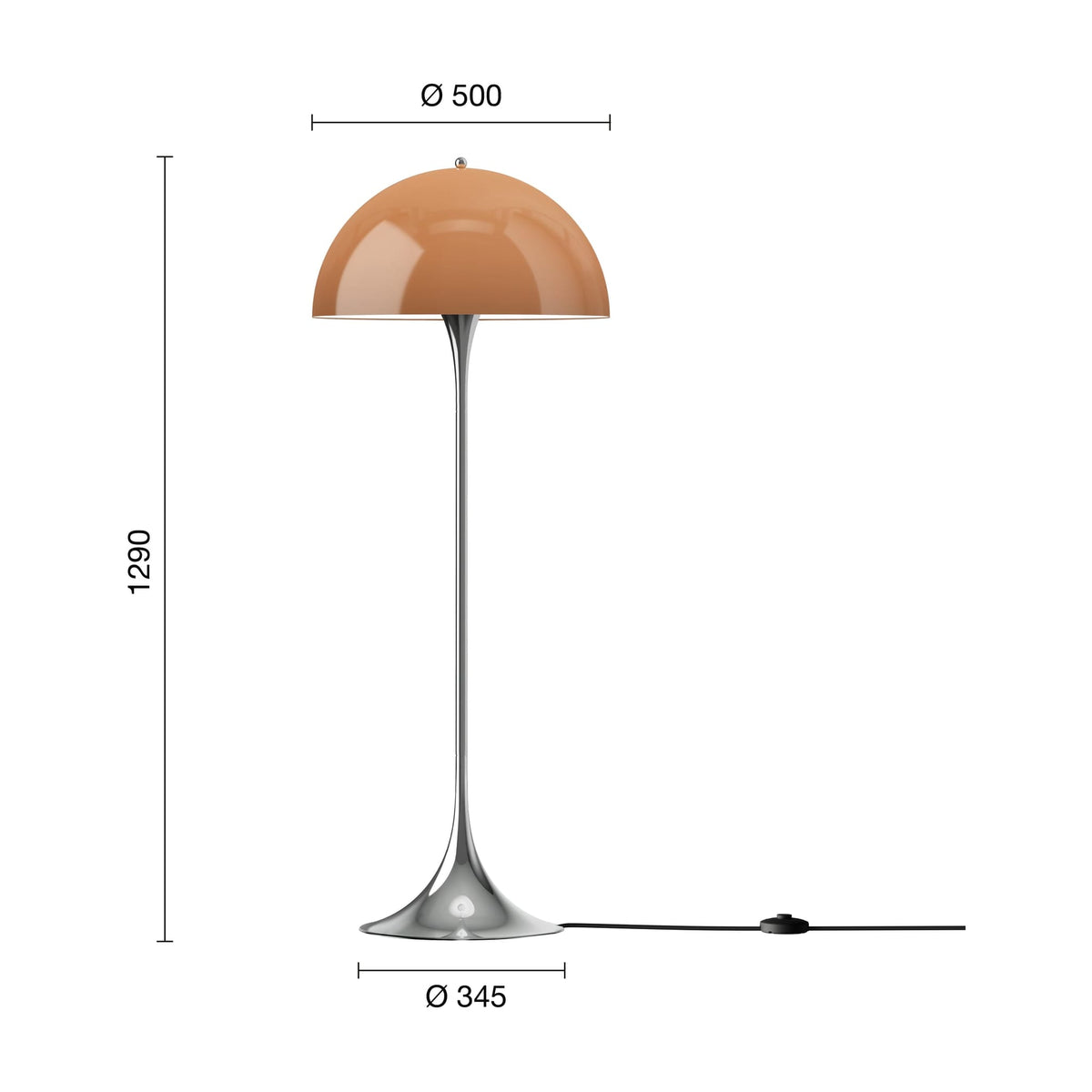 Lampadaire design en acrylique marron 129cm Panthella - Louis Poulsen — vue 3