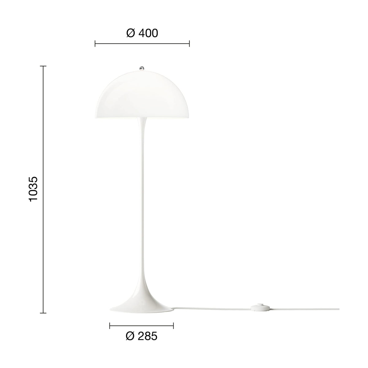 Lampadaire design en acrylique opalisé blanc 40x103,5cm Panthella - Louis Poulsen — vue 5