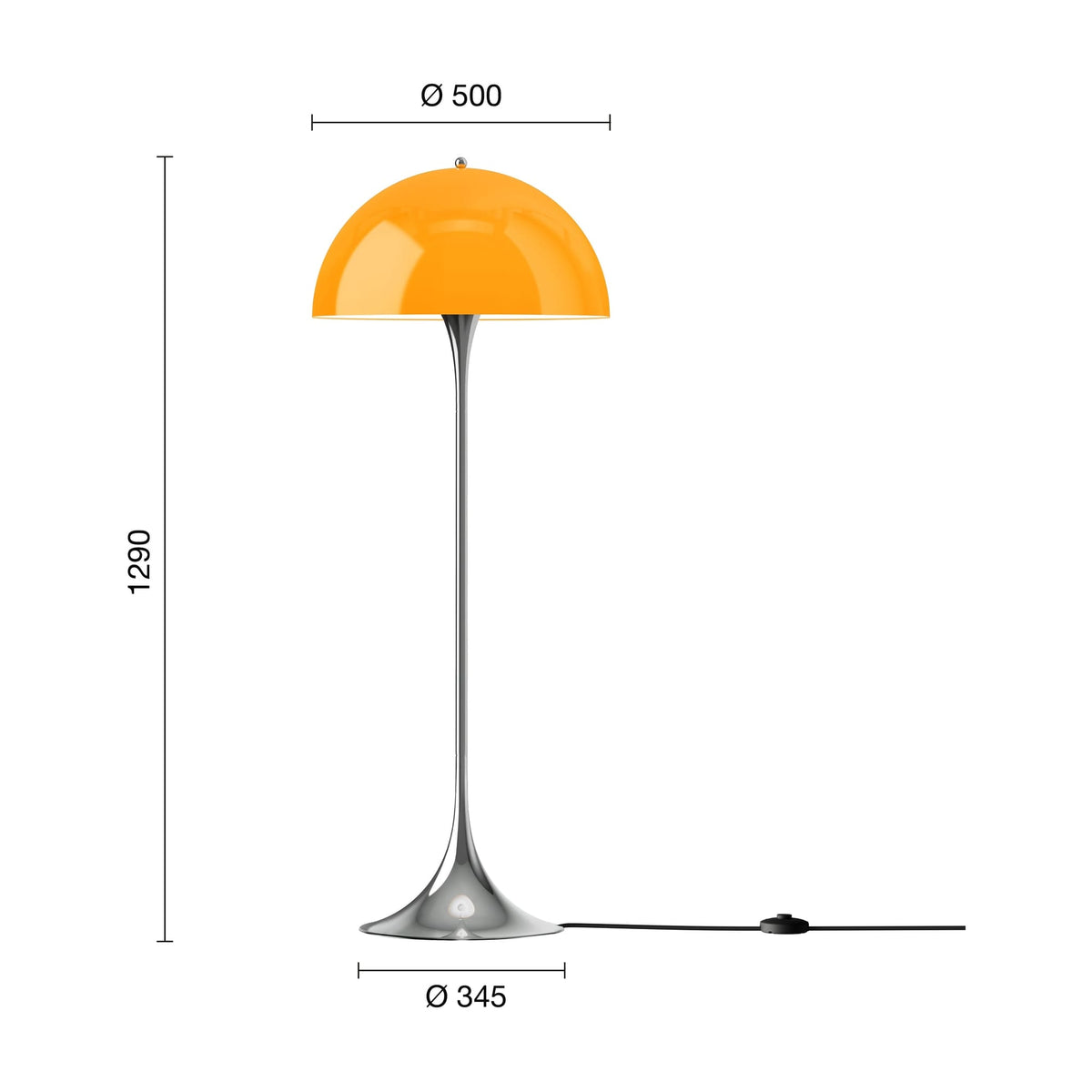 Lampadaire design en acrylique orange 129cm Panthella - Louis Poulsen — vue 5