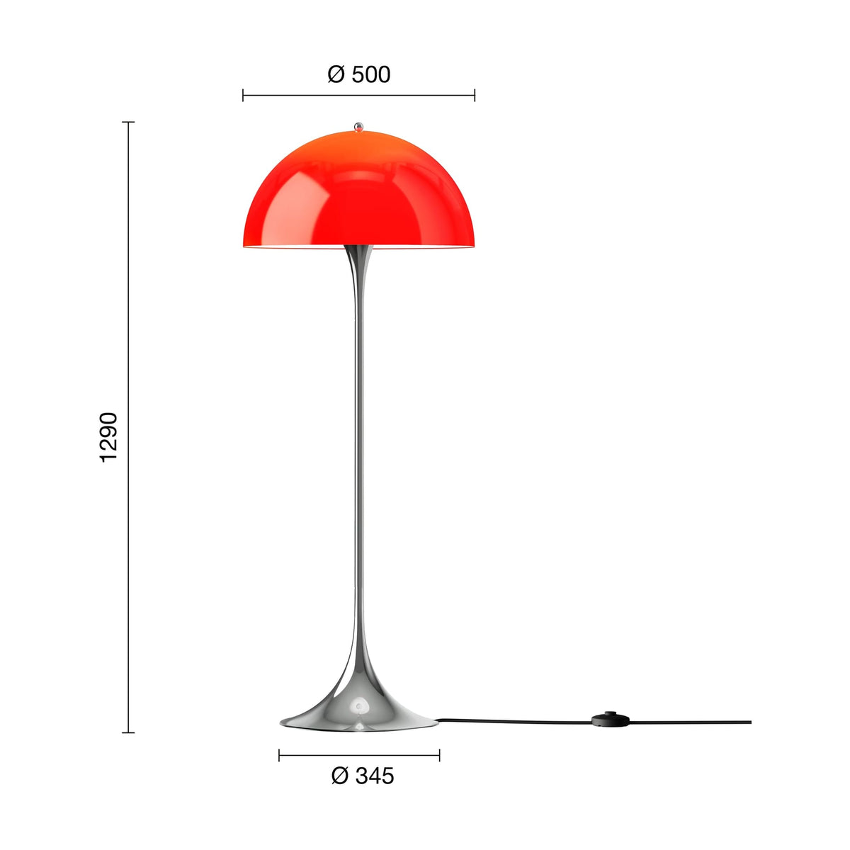 Lampadaire design en acrylique rouge 129cm Panthella - Louis Poulsen — vue 4