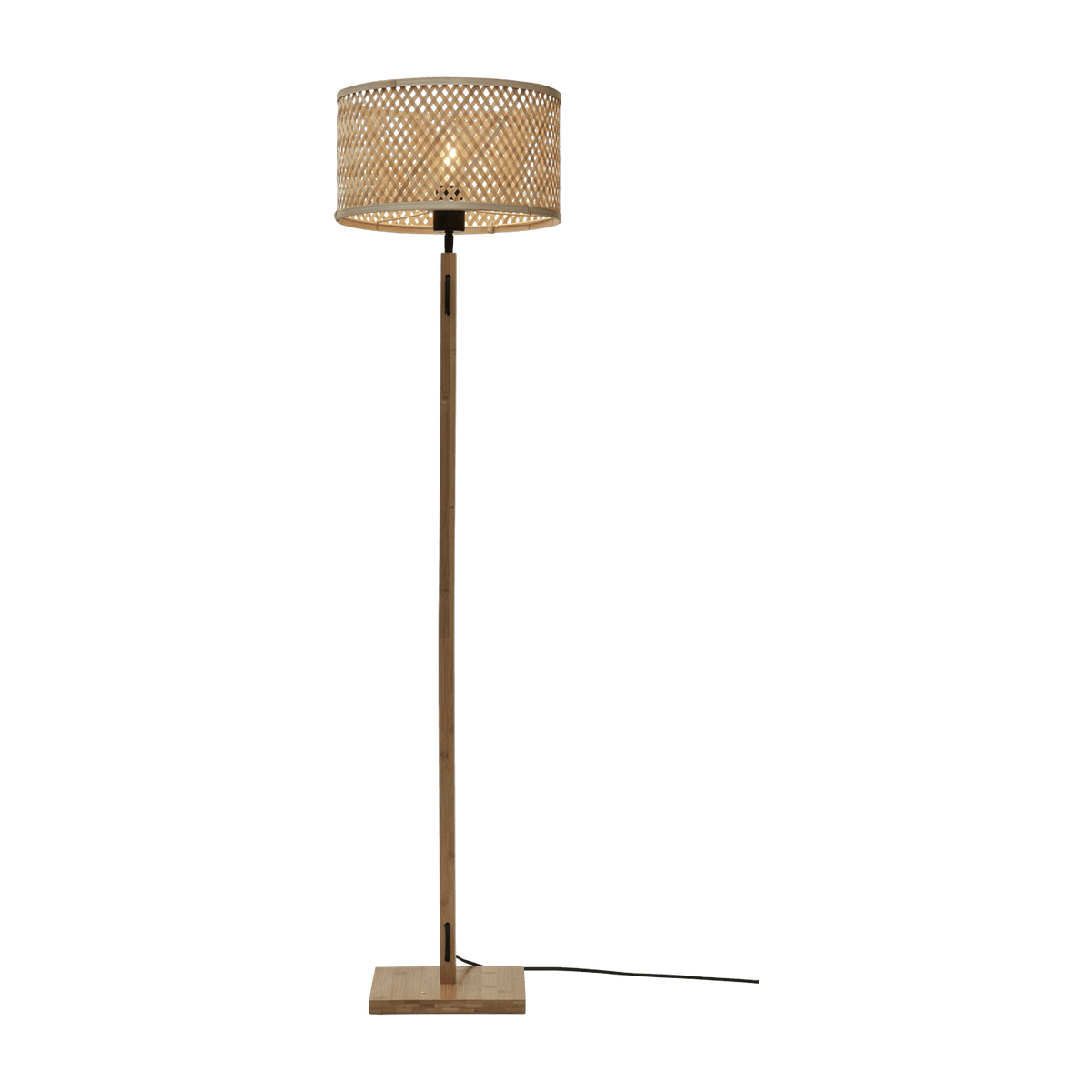 Lampadaire droit en bambou naturel avec abat-jour en bois naturel 128x32 cm Java - Good & Mojo - The Cool Republic