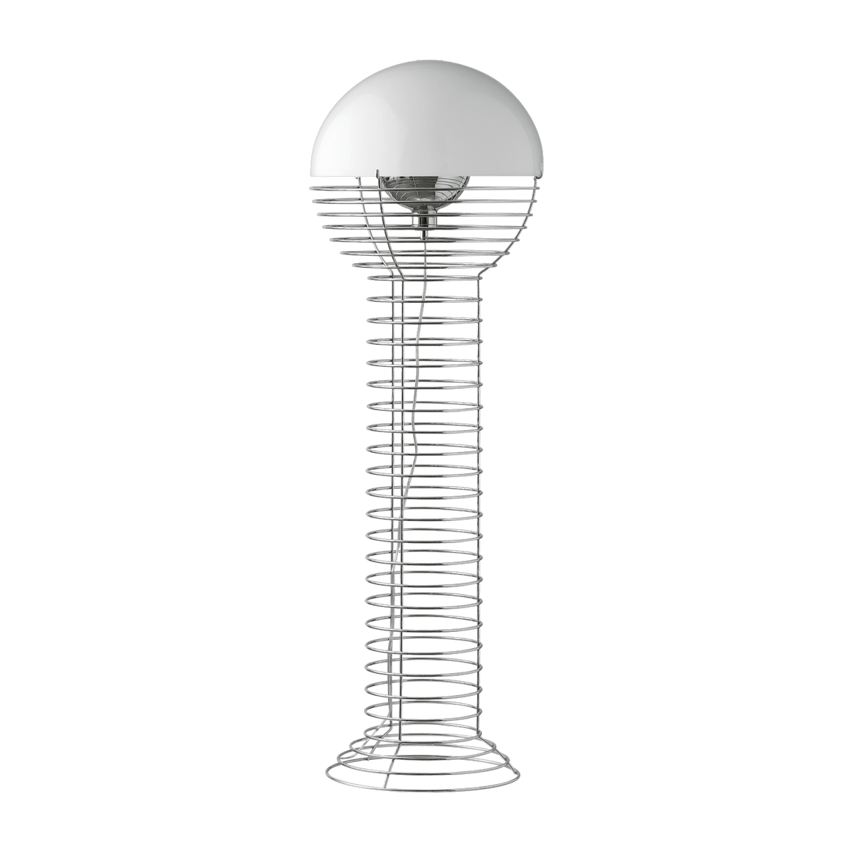 Floor lamp in chrome steel and white plastic Wire - Verpan - The Cool Republic