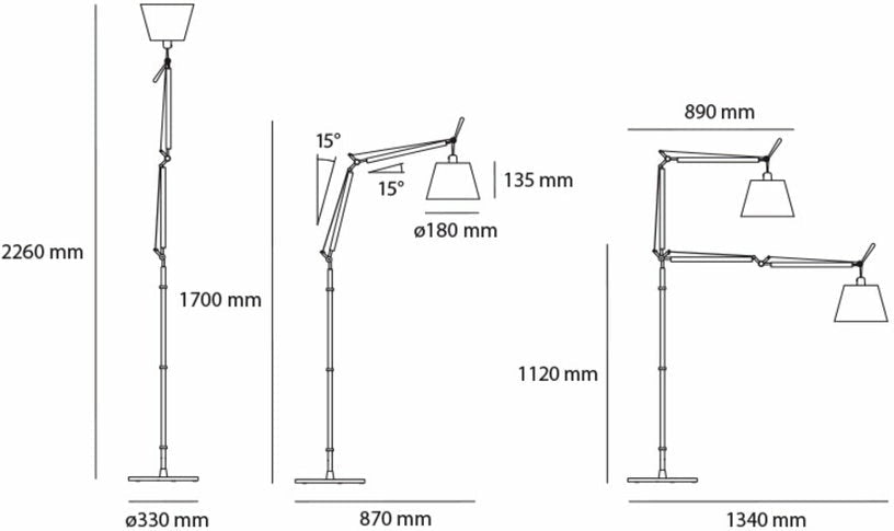 Lampadaire en aluminium et parchemin naturel Tolomeo - Artemide - The Cool Republic