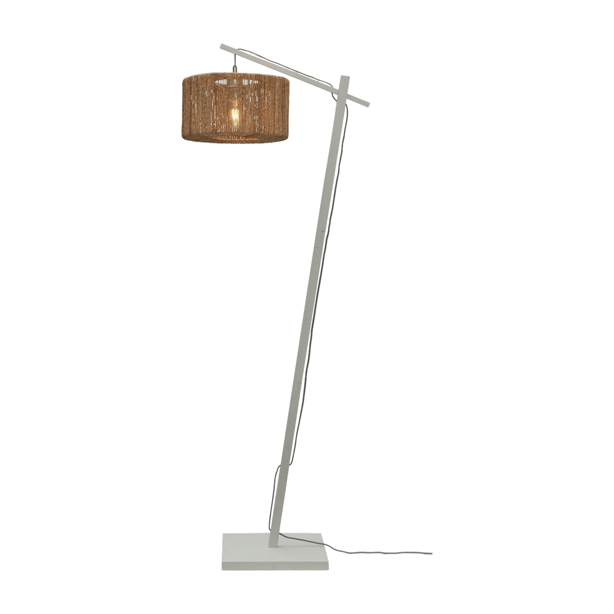 Lampadaire en bambou blanc avec abat-jour en bois naturel 150x30 cm Iguazu - Good & Mojo - The Cool Republic