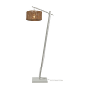 Lampadaire en bambou blanc avec abat-jour en bois naturel 150x30 cm Iguazu - Good & Mojo - The Cool Republic