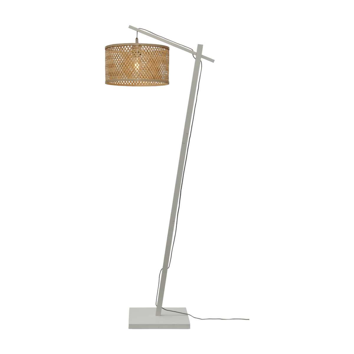 Lampadaire en bambou blanc avec abat-jour en bois naturel 150x32 cm Java - Good & Mojo - The Cool Republic