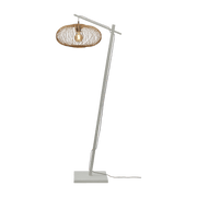 Lampadaire en bambou blanc avec abat-jour en bois naturel 150x40 cm Cango - Good & Mojo - The Cool Republic