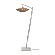 Lampadaire en bambou blanc avec abat-jour en bois naturel 150x40 cm Tanami - Good & Mojo - The Cool Republic