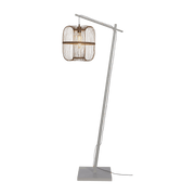 Lampadaire en bambou blanc avec abat-jour en bois naturel 176x38 cm Hokkaido - Good & Mojo - The Cool Republic