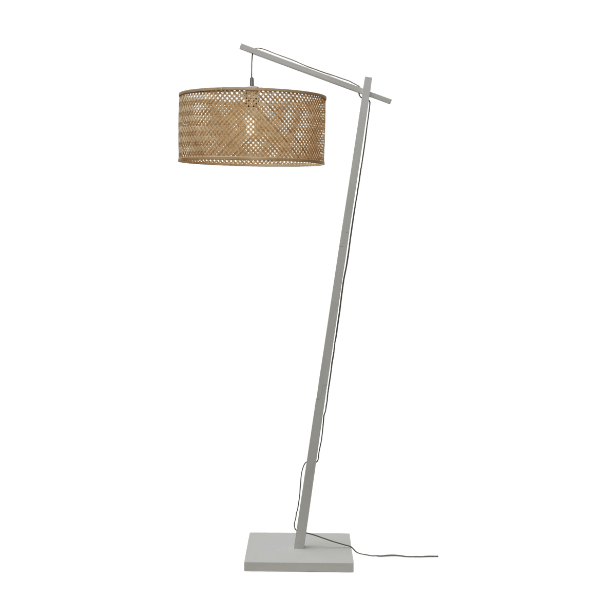 Lampadaire en bambou blanc avec abat-jour en bois naturel 176x50 cm Java - Good & Mojo - The Cool Republic