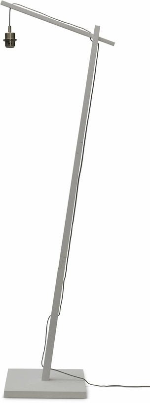 Lampadaire en bambou blanc avec abat-jour en bois naturel 176x50 cm Java - Good & Mojo - The Cool Republic