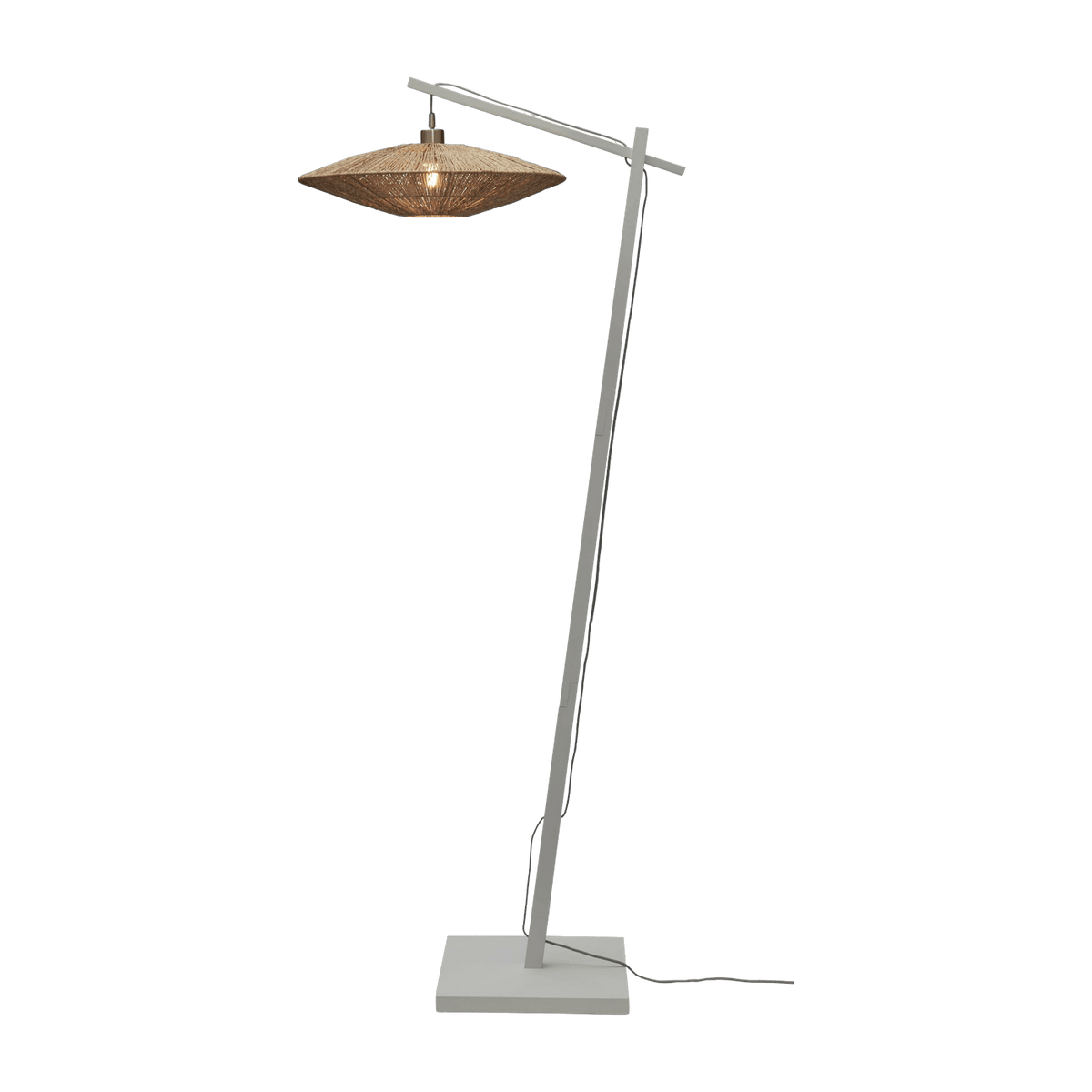 Lampadaire en bambou blanc avec abat-jour en bois naturel 176x55 cm Iguazu - Good & Mojo - The Cool Republic