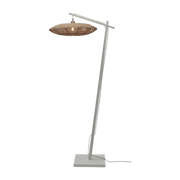 Lampadaire en bambou blanc avec abat-jour en bois naturel 176x55 cm Tanami - Good & Mojo - The Cool Republic