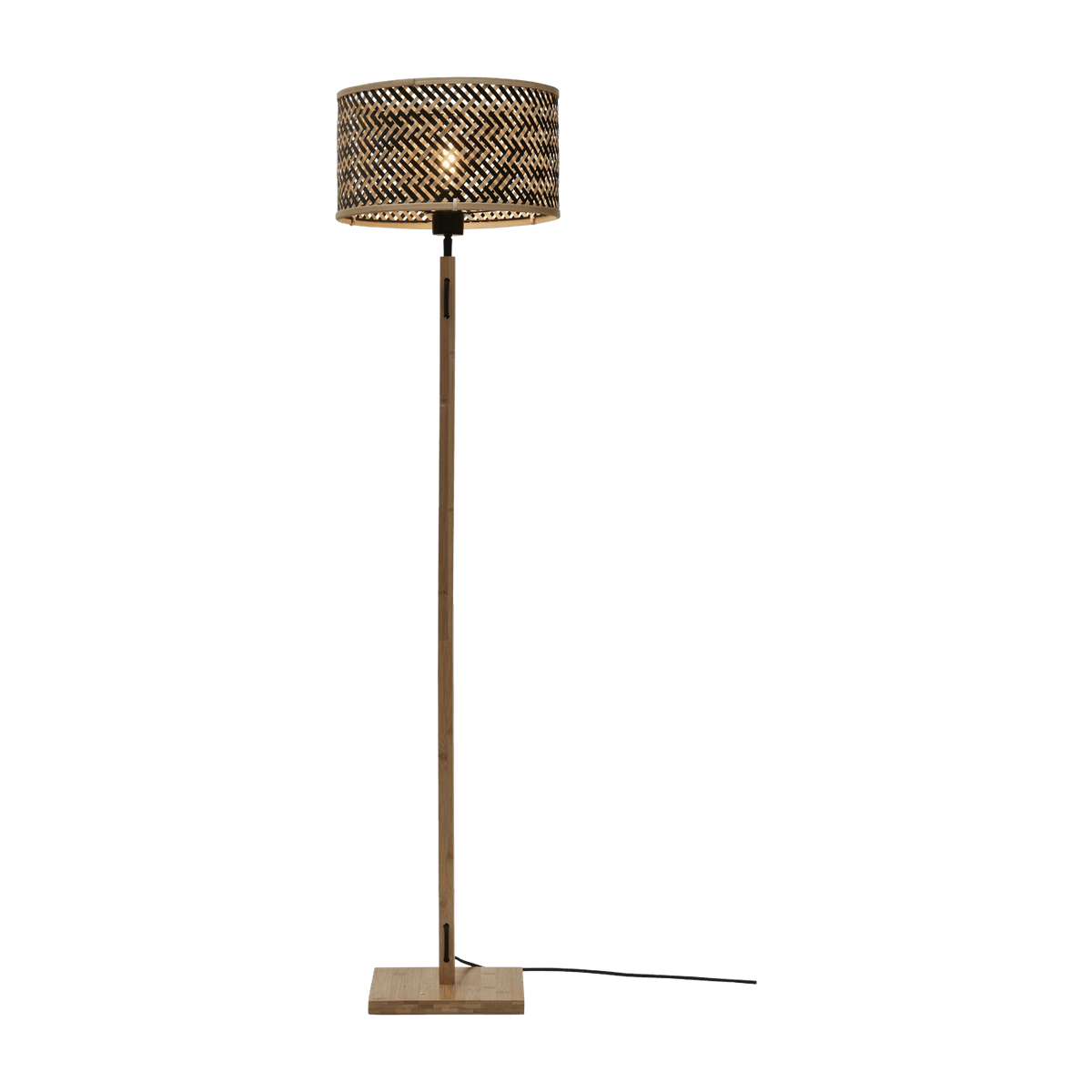 Lampadaire en bambou naturel avec abat-jour en bois naturel 128x32 cm Java - Good & Mojo - The Cool Republic