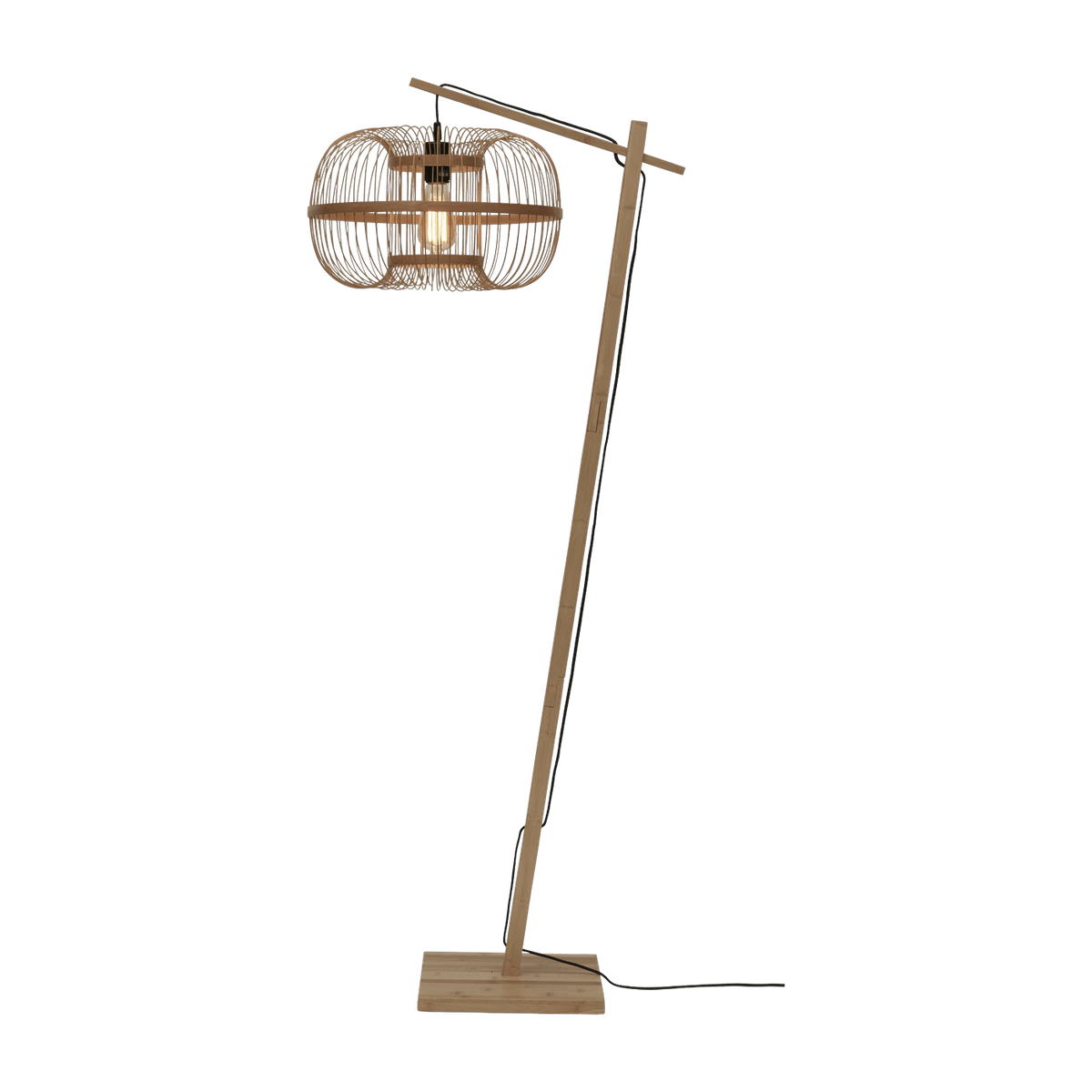 Lampadaire en bambou naturel avec abat-jour en bois naturel 150x25 cm Hokkaido - Good & Mojo - The Cool Republic