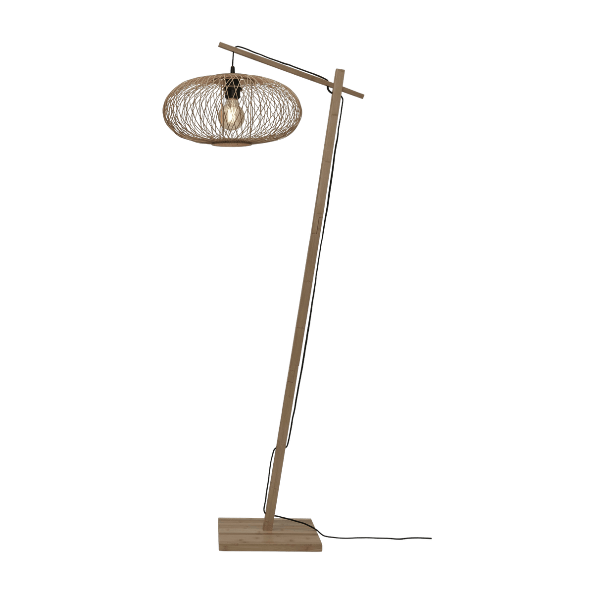 Lampadaire en bambou naturel avec abat-jour en bois naturel 150x40 cm Cango - Good & Mojo - The Cool Republic