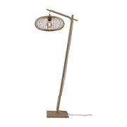 Lampadaire en bambou naturel avec abat-jour en bois naturel 150x40 cm Cango - Good & Mojo - The Cool Republic