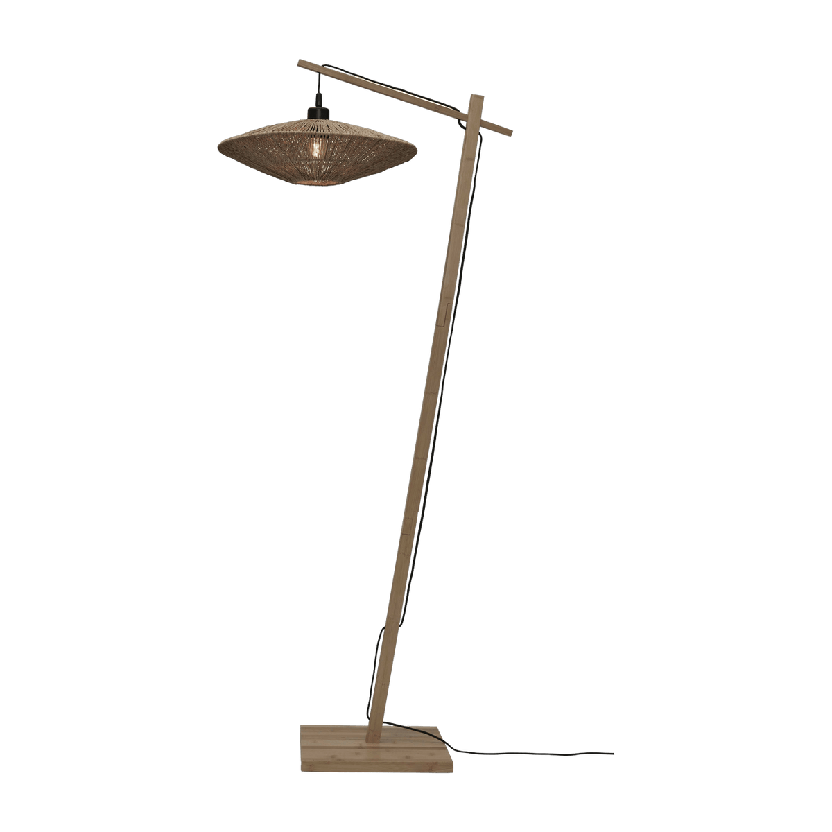 Lampadaire en bambou naturel avec abat-jour en bois naturel 150x40 cm Iguazu - Good & Mojo - The Cool Republic