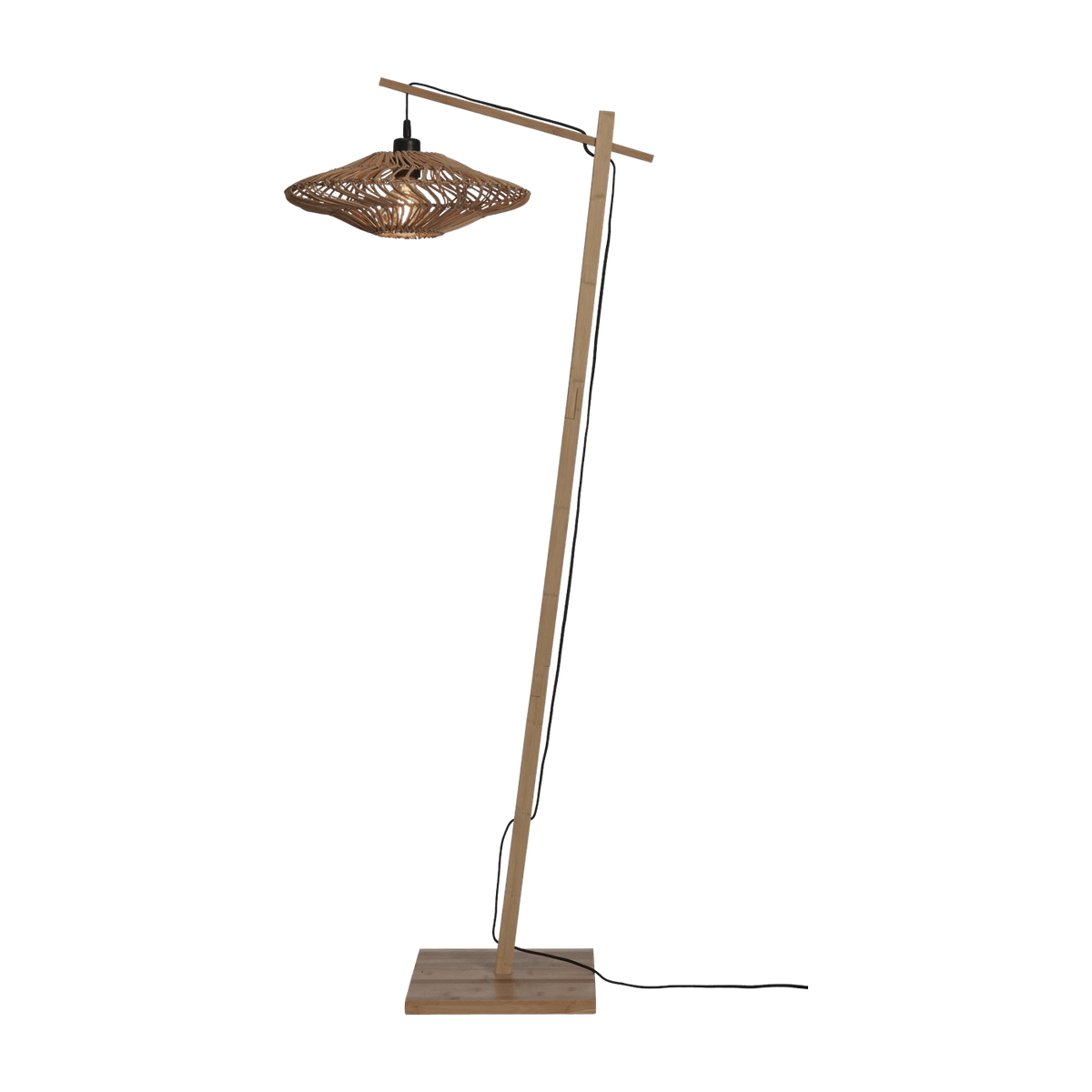 Lampadaire en bambou naturel avec abat-jour en bois naturel 150x40 cm Zanzibar - Good & Mojo - The Cool Republic