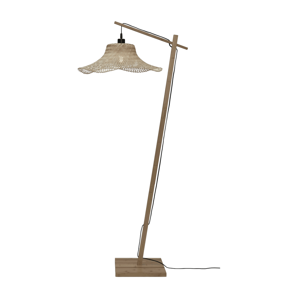 Lampadaire en bambou naturel avec abat-jour en bois naturel 150x50 cm Ibiza - Good & Mojo - The Cool Republic