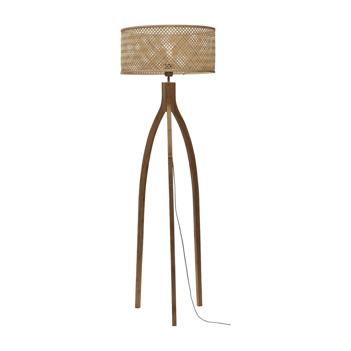 Lampadaire en bambou naturel avec abat-jour en bois naturel 150x50 cm Java - Good & Mojo - The Cool Republic