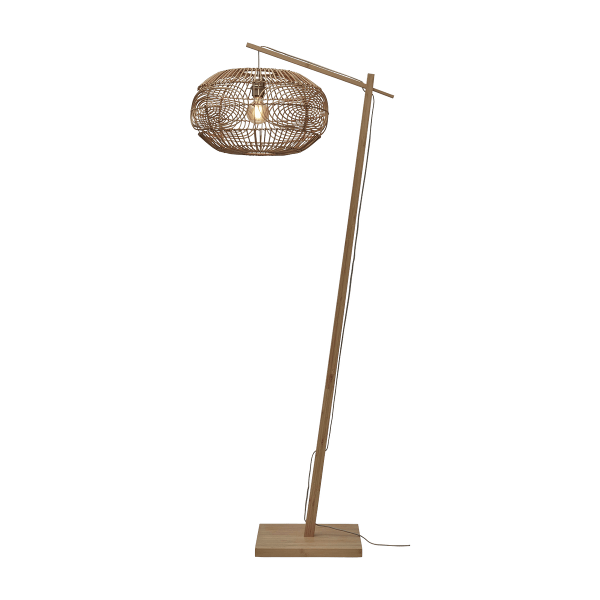 Lampadaire en bambou naturel avec abat-jour en bois naturel 176x48 cm Madeira - Good & Mojo - The Cool Republic