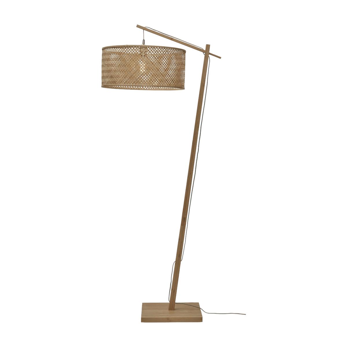 Lampadaire en bambou naturel avec abat-jour en bois naturel 176x50 cm Java - Good & Mojo - The Cool Republic