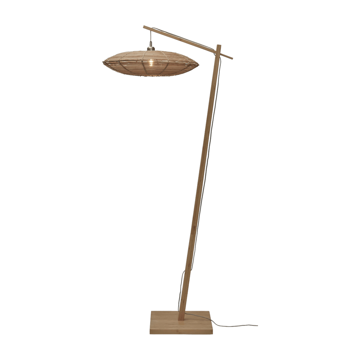 Lampadaire en bambou naturel avec abat-jour en bois naturel 176x55 cm Tanami - Good & Mojo - The Cool Republic