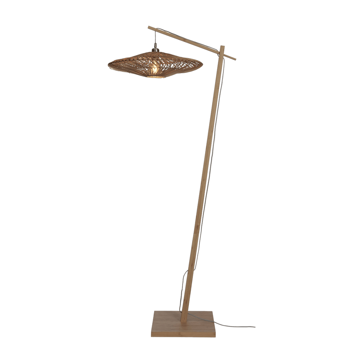 Lampadaire en bambou naturel avec abat-jour en bois naturel 176x55 cm Zanzibar - Good & Mojo - The Cool Republic