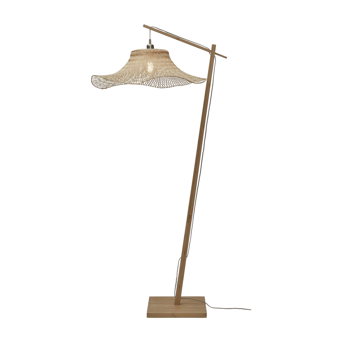 Lampadaire en bambou naturel avec abat-jour en bois naturel 176x65 cm Ibiza - Good & Mojo - The Cool Republic