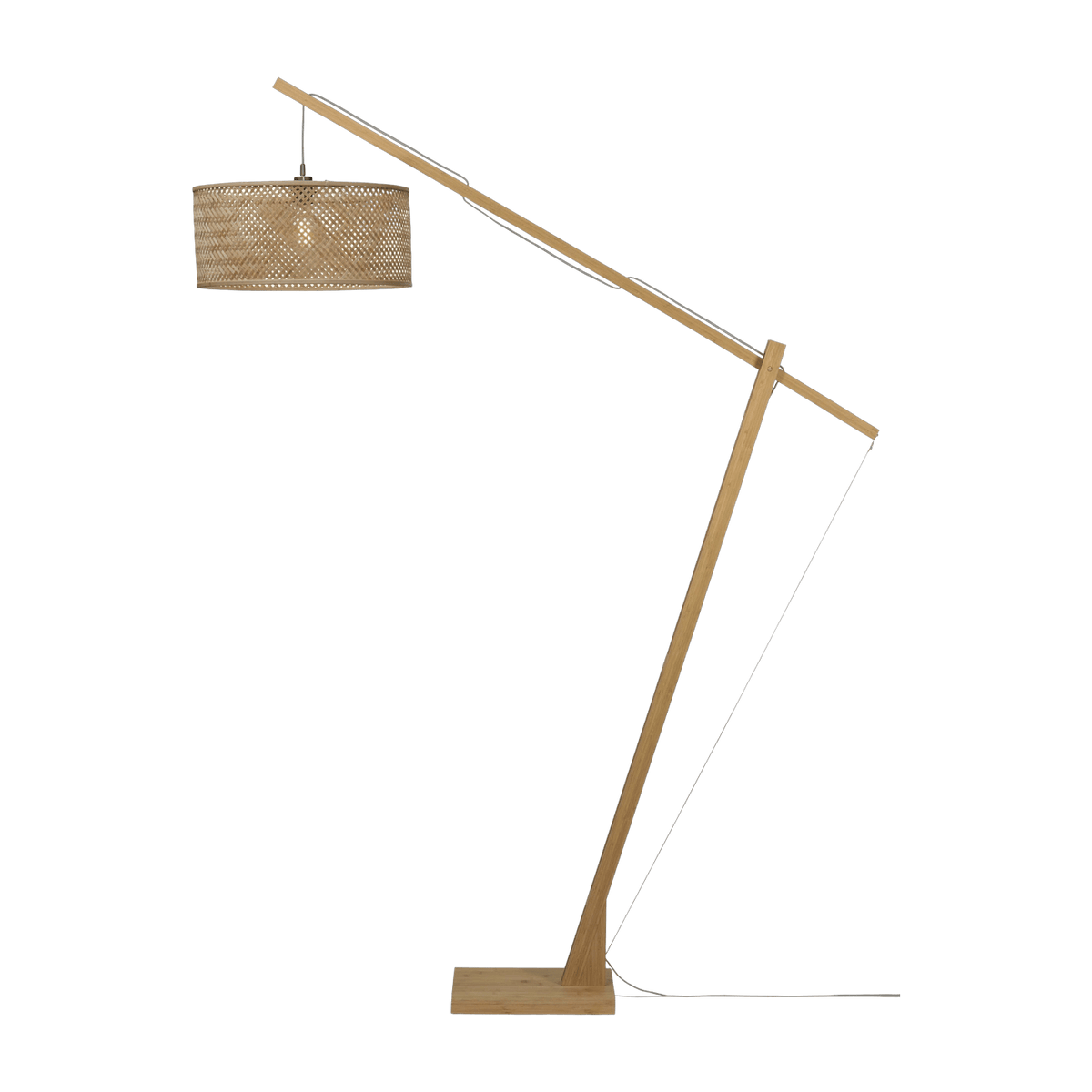 Lampadaire en bambou naturel avec abat-jour en bois naturel 207x50 cm Java - Good & Mojo - The Cool Republic