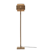 Lampadaire en bambou naturel avec abat-jour en bois noir et naturel 130x25 cm Bhutan - Good & Mojo - The Cool Republic