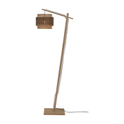 Lampadaire en bambou naturel avec abat-jour en bois noir et naturel 150x25 cm Bhutan - Good & Mojo - The Cool Republic