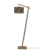 Lampadaire en bambou naturel avec abat-jour en bois noir et naturel 150x32 cm Java - Good & Mojo - The Cool Republic