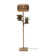 Lampadaire en bambou naturel avec abat-jour en bois noir et naturel 160x40 cm Bhoutan - Good & Mojo - The Cool Republic