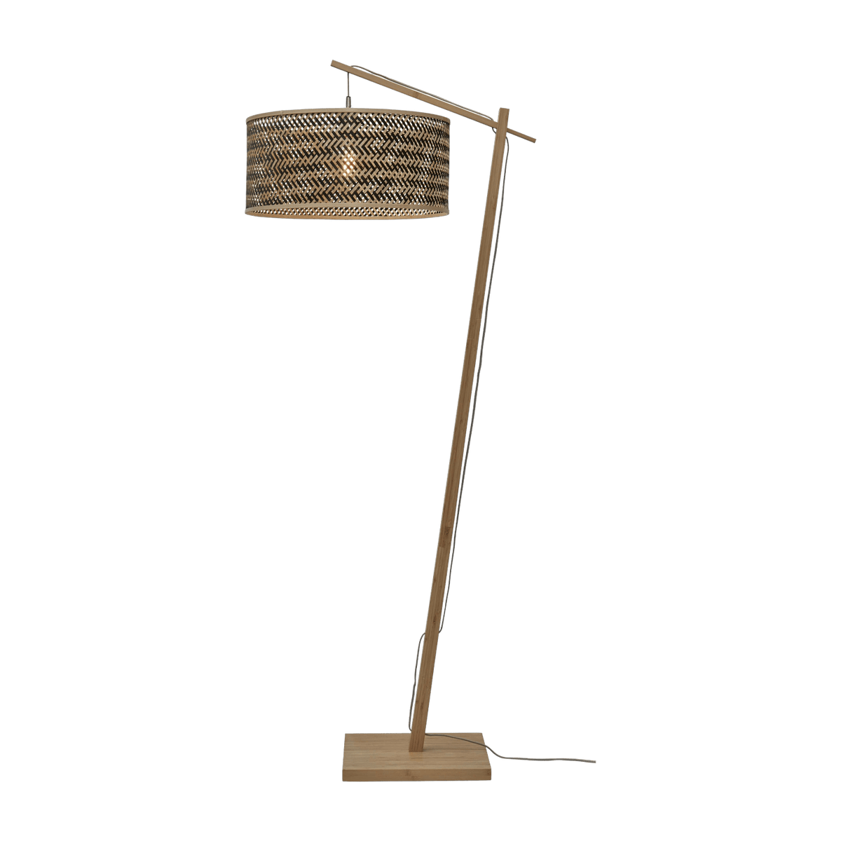 Lampadaire en bambou naturel avec abat-jour en bois noir et naturel 176x50 cm Java - Good & Mojo - The Cool Republic