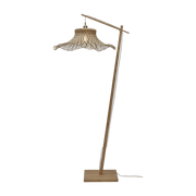 Lampadaire en bambou naturel avec abat-jour en bois noir et naturel 176x65 cm Ibiza - Good & Mojo - The Cool Republic