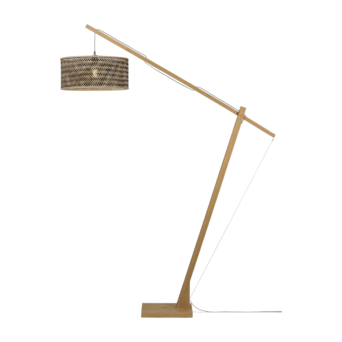 Lampadaire en bambou naturel avec abat-jour en bois noir et naturel 207x50 cm Java - Good & Mojo - The Cool Republic