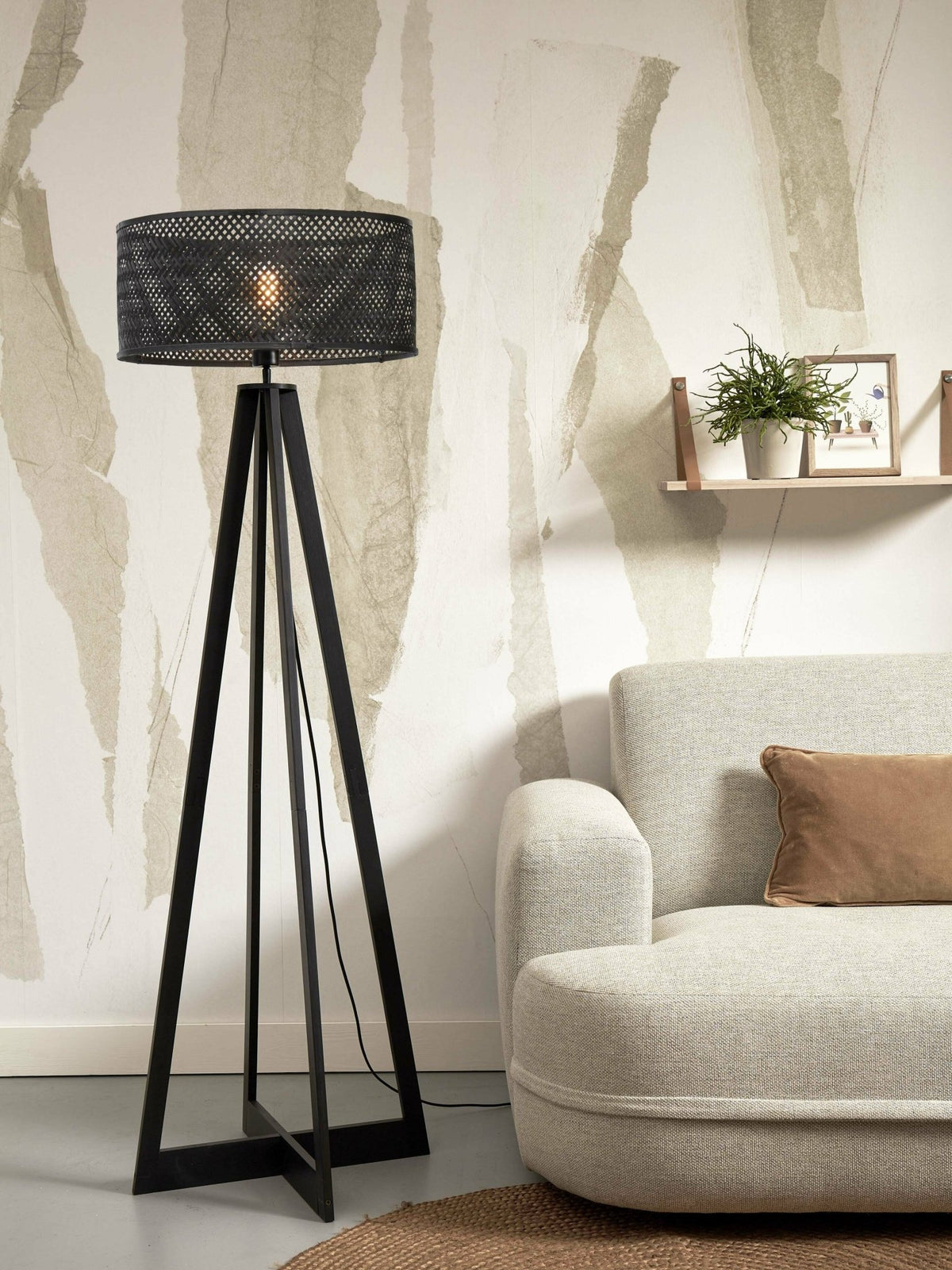 Floor Lamp Java 4-Legs Bamboo Bl. H.145Cm/Shade Dia.50Xh.22Cm. Bl. - Good & Mojo - The Cool Republic