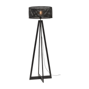 Lampadaire en bambou noir avec abat-jour en bois noir 145x50 cm Java - Good & Mojo - The Cool Republic