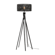 Lampadaire en bambou noir avec abat-jour en bois noir 146x50 cm Java - Good & Mojo - The Cool Republic